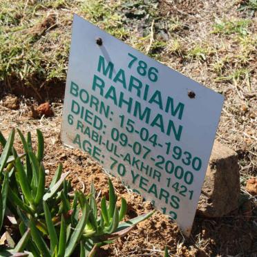 RAHMAN Mariam 1930-2000