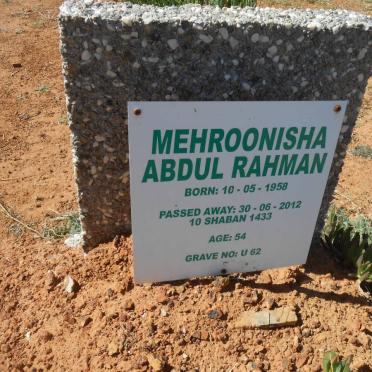 RAHMAN Mehroonisha Abdul 1958-2012