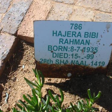RAHMAN Hajera Bibi 1935-1999