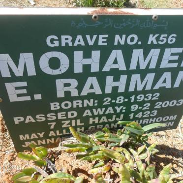 RAHMAN Mohamed E. 1932-2003
