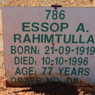 RAHIMTULLA Essop A. 1919-1996