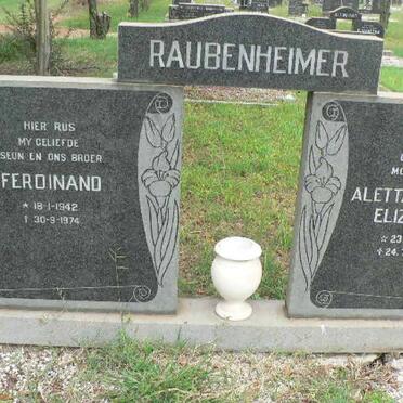RAUBENHEIMER Aletta Catharina Elizabeth 1905-1977 :: RAUBENHEIMER Ferdinand 1942-1974 