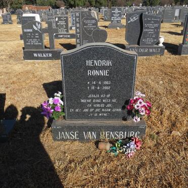RENSBURG Hendrik Ronnie, Janse van 1963-2002