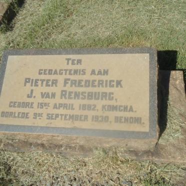 RENSBURG Pieter Frederick, J. van 1882-1930