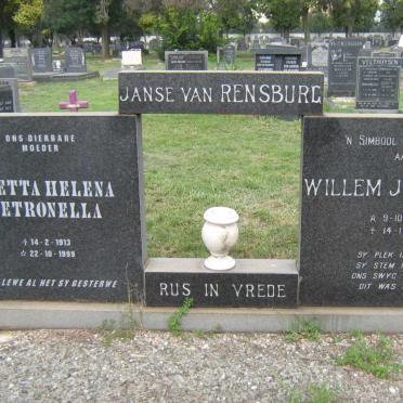 RENSBURG Willem Johannes, Janse van 1908-1983 &amp; Aletta Helena Petronella 1913-1999