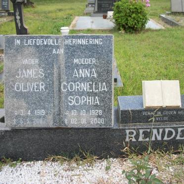 RENDER James Oliver 1919-2007 &amp; Anna Cornelia Sophia 1928-2000