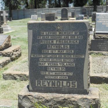 REYNOLDS Ruben Frederick -1938 &amp; May Verna Yolande -1957