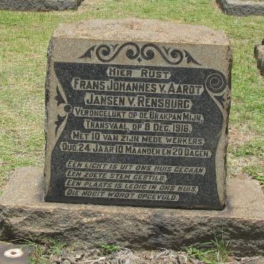 RENSBURG Frans Johannes V. Aardt, Jansen V. -1916