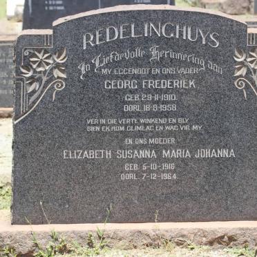 REDELINGHUYS Georg Frederiek 1910-1958 &amp; Elizabeth Susanna Maria Johanna 1916-1964