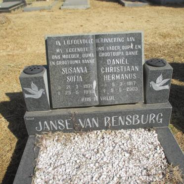 RENSBURG Daniel Christiaan Hermanus, Janse van 1917-2003 &amp; Susanna Sofia 1921-1998