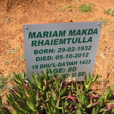 RHAIEMTULLA Mariam Makda 1932-2012