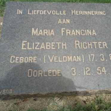 RICHTER Maria Francina Elizabeth nee VELDMAN 1882-1954