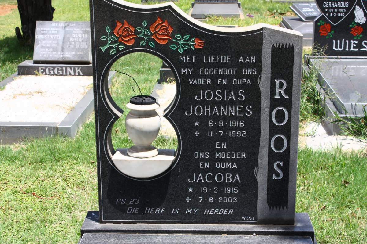 ROOS Josias Johannes 1916-1992 &amp; Jacoba 1915-2003