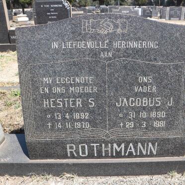 ROTHMANN Jacobus J. 1890-1981 &amp; Hester S. 1892-1970