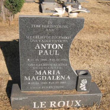 ROUX Anton Paul, le 1946-1995 &amp; Maria Magdalena 1948-2009