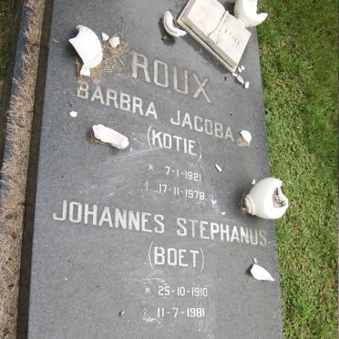 ROUX Johannes Stephanus 1910-1981 &amp; Barbra Jacoba 1921-1978