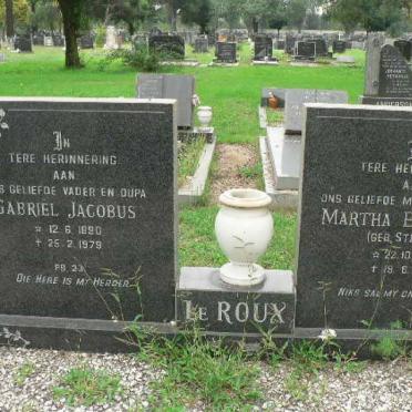 ROUX Gabriel Jacobus, le 1890-1979 &amp; Martha Elizabeth STRYDOM 1893-1979