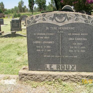 ROUX Gabriel Johannes, le 1882-1951 &amp; Dina Carolina BRITS 1895-1960