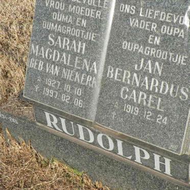 RUDOLPH Jan Bernardus Carel 1919- &amp; Sarah Magdalena VAN NIEKERK 1927-1997