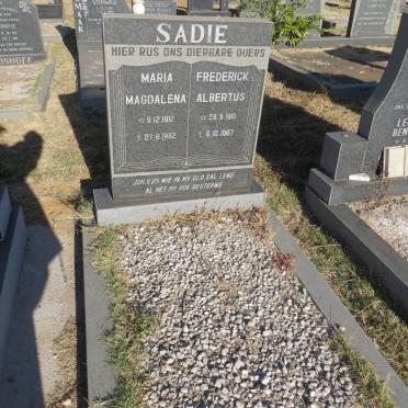 SADIE Frederick Albertus 1910-1987 &amp; Maria Magdalena 1912-1982