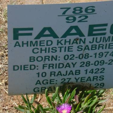 SABRIE Faaeq Ahmed Khan Jummal Chistie 1974-2001