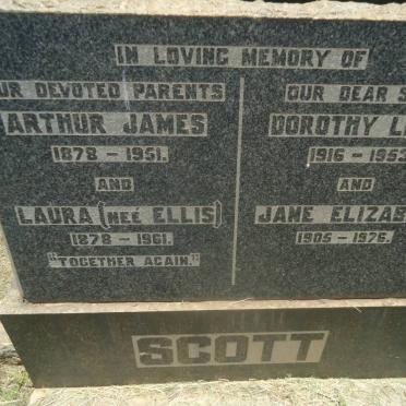SCOTT Arthur James 1878-1951 &amp; Laura ELLIS 1878-1961 :: SCOTT Dorothy Lilian 1916-1953 :: SCOTT Jane Elizabeth 1905-1976