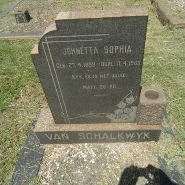 SCHALKWYK Johnetta Sophia, van 1899-1963