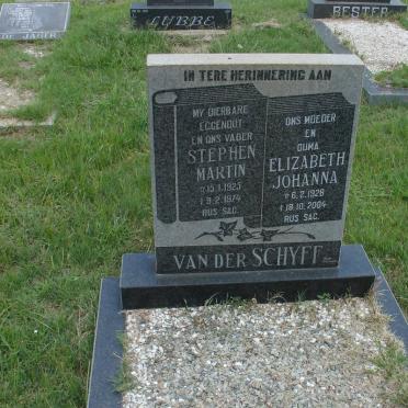 SCHYFF Stephen Martin, van der 1925-1974 &amp; Elizabeth Johanna 1928-2004