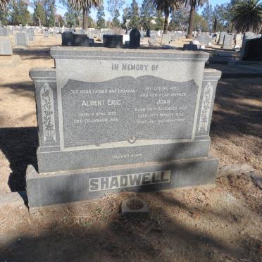 SHADWELL Albert Eric 1893-1955 &amp; Joan 1898-1962