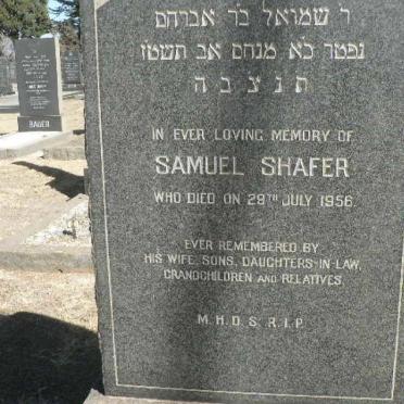 SHAFER Samuel -1956