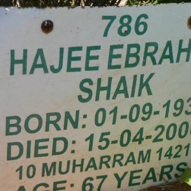 SHAIK Hajee Ebrahim 1933-2000