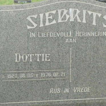 SIEBRITS Dottie 1920-1976