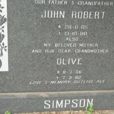 SIMPSON John Robert 1905-1980 &amp; Olive 1908-1982