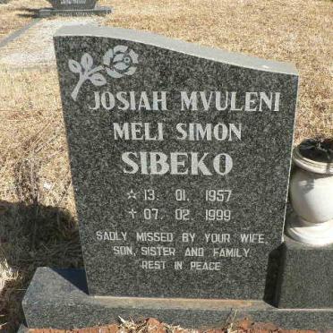 SIBEKO Josiah Mvuleni Meli Simon 1957-1999