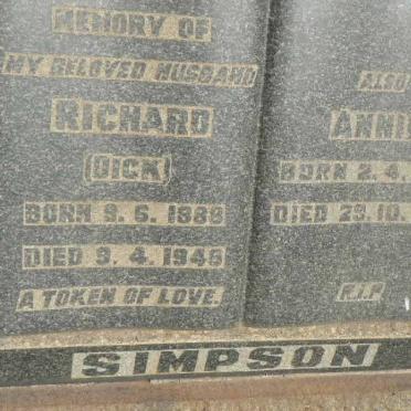 SIMPSON Richard 1888-1948 &amp; Annie 1886-1968