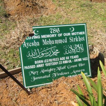 SIRKHOT Ayesha Mohammed 1933-2001