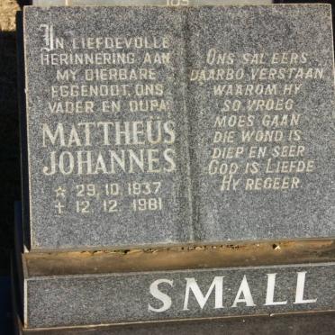 SMALL Mattheüs Johannes 1937-1981