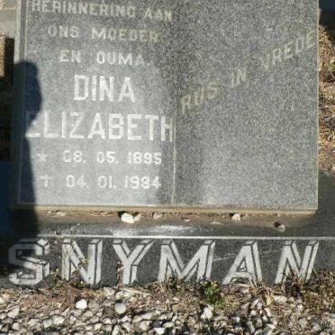 SNYMAN Dina Elizabeth 1895-1984