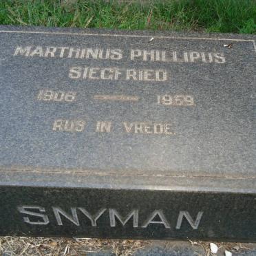 SNYMAN Marthinus Phillipus Siegfried 1906-1959