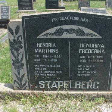 STAPELBERG Hendrik Marthins 1893-1969 &amp; Hendrina Frederika 1893-1978