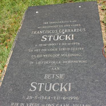 STÜCKI Franciscus Gerhardus 1930-1974 &amp; Betsie 1944-1996