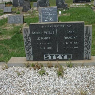 STEYN Andries Petrus Johannes 1909-1966 &amp; Anna Francina 1916-1977