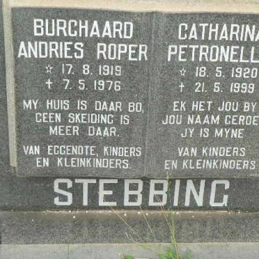 STEBBING Burchaard Andries Roper 1919-1976 &amp; Catharina Petronella 1920-1999
