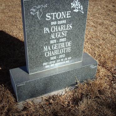 STONE Charles August 1929-2003 &amp; Getrude Charlotte 1930-20013