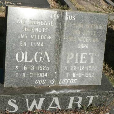 SWART Piet 1922-1992 &amp; Olga 1926-1984