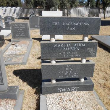 SWART Martha Alida Fransina 1908-1983 :: SWART Ina 1937-1984