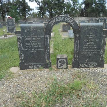 SWANEPOEL Andries Johannes Francois 1868-1953 &amp; Maria Magdalena Magrieta 1883-1964
