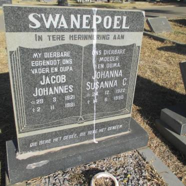 SWANEPOEL Jacob Johannes 1921-1981 &amp; Johanna Susanna C. 1922-1990