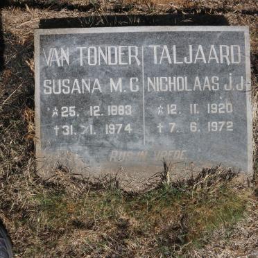 TALJAARD Nicholaas J.J. 1920-1972 :: VAN TONDER Susana M.C. 1883-1974 ::