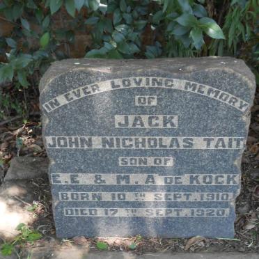 TAIT Jack John Nicholas 1910-1920